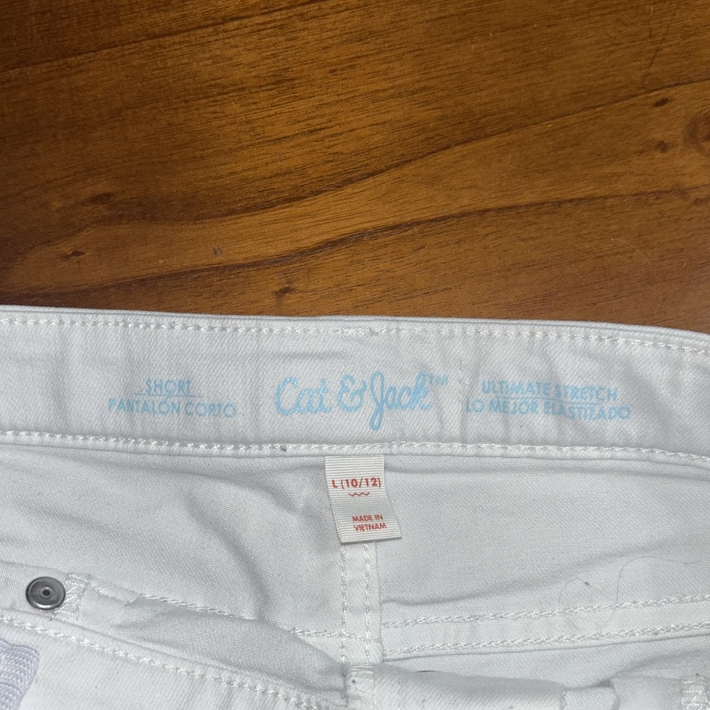 Cat & Jack White Jean Shorts Distressed Cuffed - Picture 3 of 5